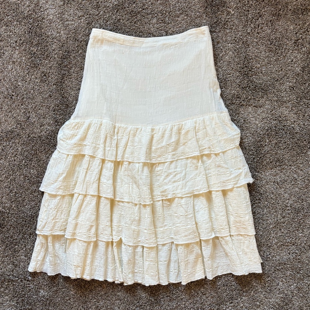 M cotton tiered midi skirt